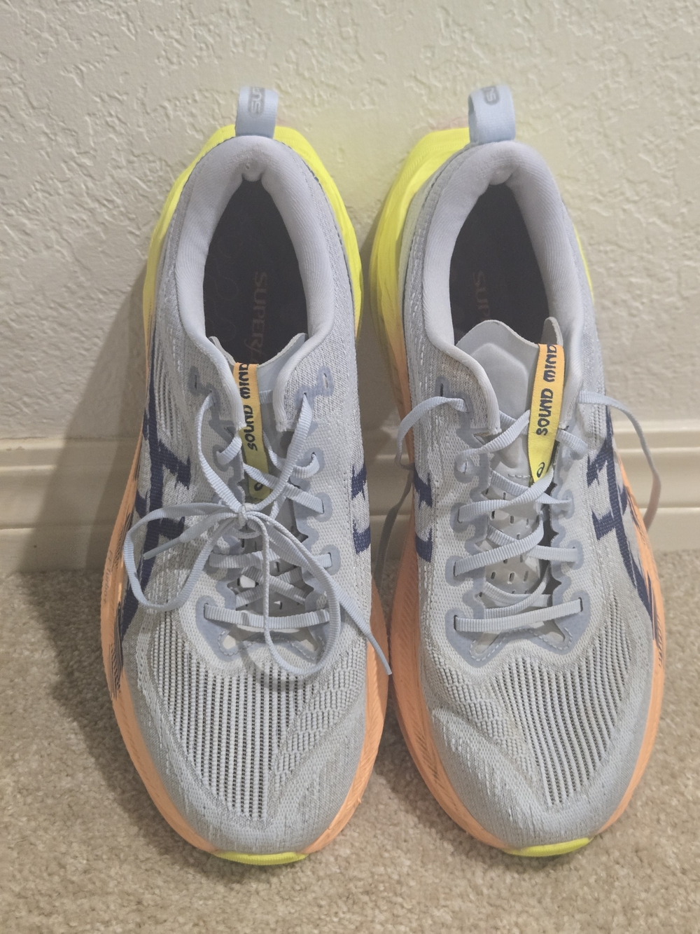 Asics Light Gray, Orange & Neon Yellow Men's Running Shoes